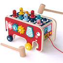 Montessori Toddlers Kids Wooden Pounding Bench Animal Bus Toys Early Educational Set Gifts For Children Toy Musical Instrument