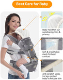 Baby Carrier, Mumgaroo Baby Carriers from Newborn to Toddler, 6 in 1 Air Mesh Toddler Carrier for 0-36 Months, Front and Back Ergonomic Baby Carrier Hip Seat with Head Cover for All Seasons, Grey