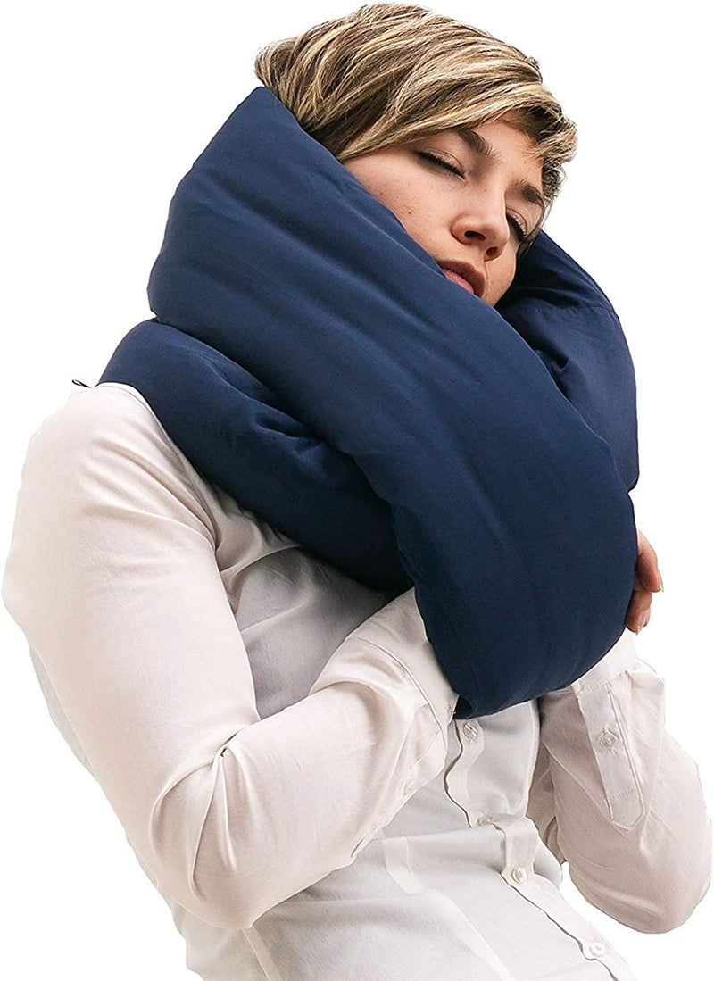Huzi Infinity Pillow - Design Power Nap Pillow, Travel and Neck Pillow (Navy)