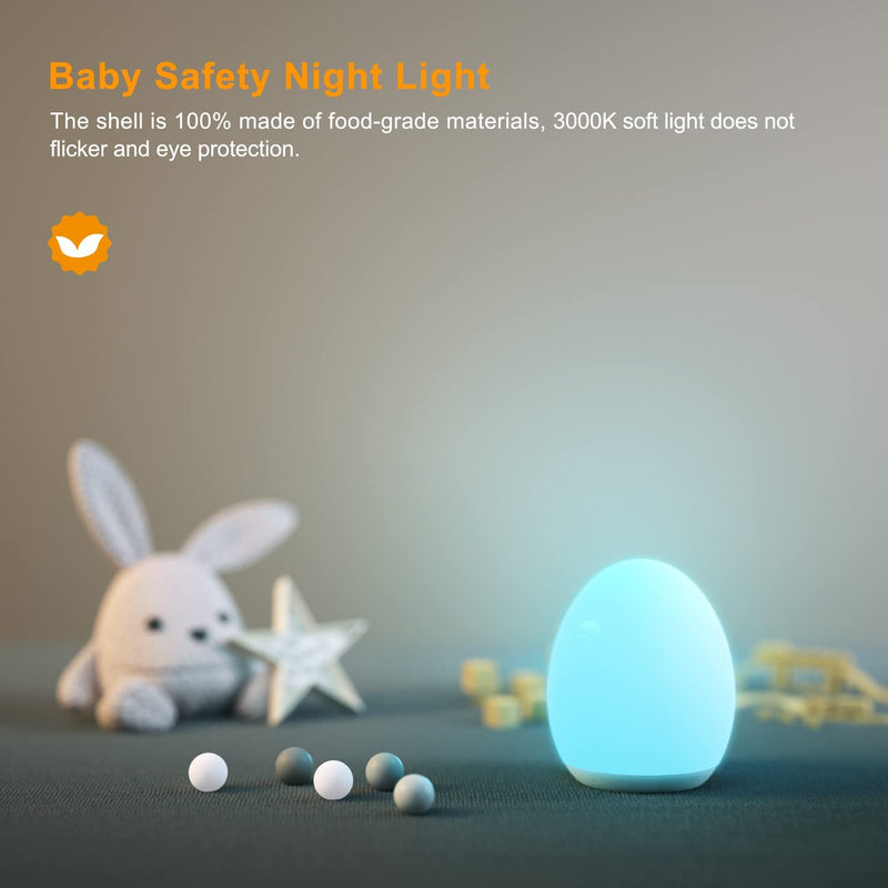 LED Touch Baby Night Light for Kids, PREKIAR 1800Mah Portable USB Rechargeable Bedside Table Lamp, 7 Color RGB Gradient 256C, 1Hr Timer, Memory Function, Suitable for Children'S Bedroom Baby Gift