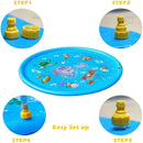 JDH Sprinkler Splash Play Mat for Kids, 68" Splash Pad Shallow Pool, outside Water Toys, Outdoor Swimming Pool for Toddlers Boys Girls