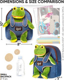 Plush Toddler Frog Backpack for Boys Girl - Tiny Soft Frogs Stuffed Animal Backpack Frog Plush - Kids Toys for 3 4 5 6 7 Year Old Boy Birthday Gift - Stuffed Frog Toy Plushie Denim Backpack Frog Stuff