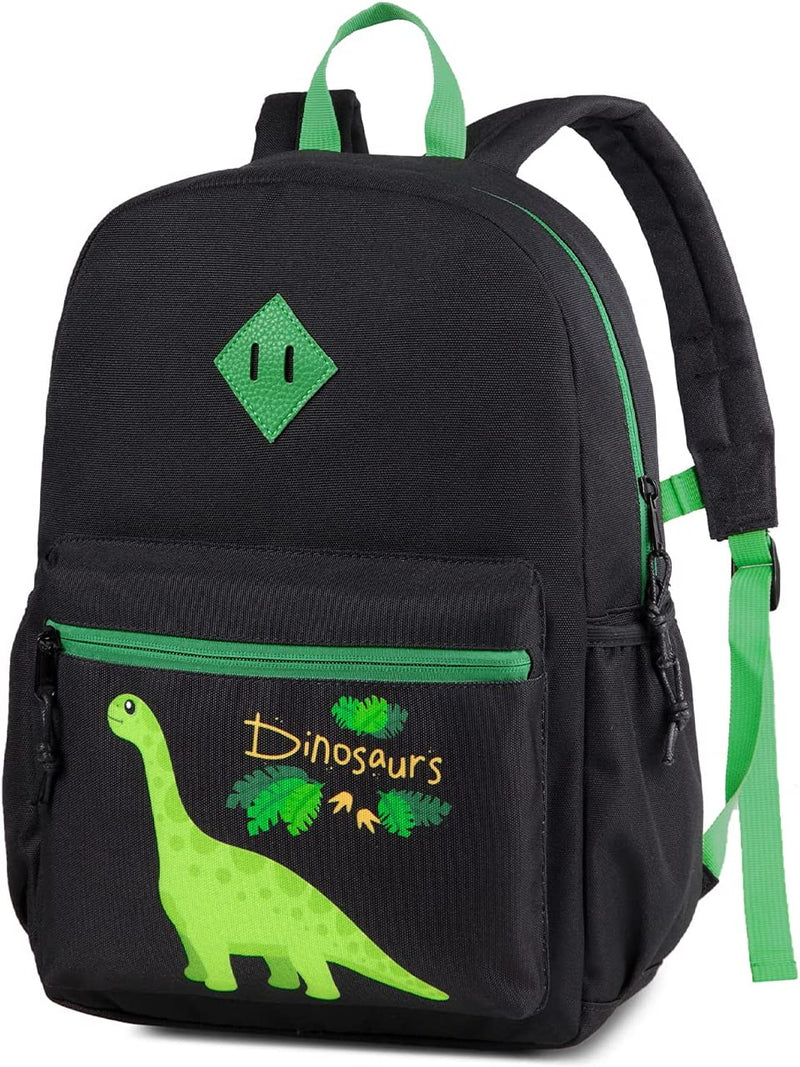 Kasgo Kids Backpack, Lightweight Toddler Backpack Children Dinosaur Backpack for Boys School Bag Bookbag for Kindergarten with Chest Strap Black Dinosaur