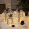 EAMBRITE 3PK Light up Present Boxes Silver Gift Boxes with Warm White Lights Plug in for Christmas Decorations Home and Outdoor Décor