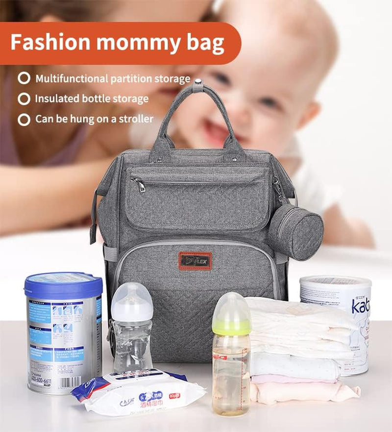 Flex Baby Diaper/Nappy Changing Backpack Bag | Baby Hospital Bag | Baby/Mummy Bag with Portable Changing Mat| Multifunction Baby Bag with Pacifier Bag & Hidden Pocket| USB Charging Interface