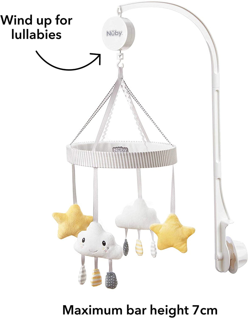 Nuby Musical Cot Mobile for Babies with Cloud and Star Rotating Toys