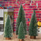 Miniature Christmas Tree, Mini Ornaments Tabletop Trees, Miniture Snowing Pin Trees with Wooden Bases for Christmas Holiday Party Home Decor Decorations (Plant Green-4Pcs)