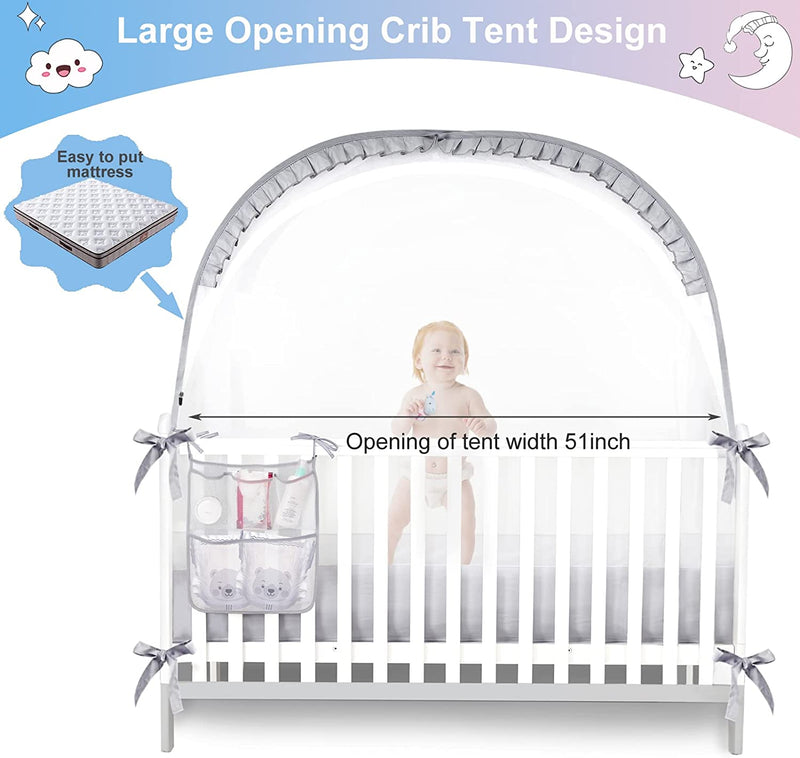 Baby Crib Tent in See-Through Safety Mosquito Net Portable Baby Tent for Travel Avoid Baby Climbing Out Pop up Baby Tent