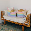Organihaus Rainbow Basket | Extra Large Cotton Rope Storage Basket W/Handles 38X45Cm Colorful Room Decor Kids Toy Storage Baskets | Rainbow Basket for Nursery Playroom Classroom Organization