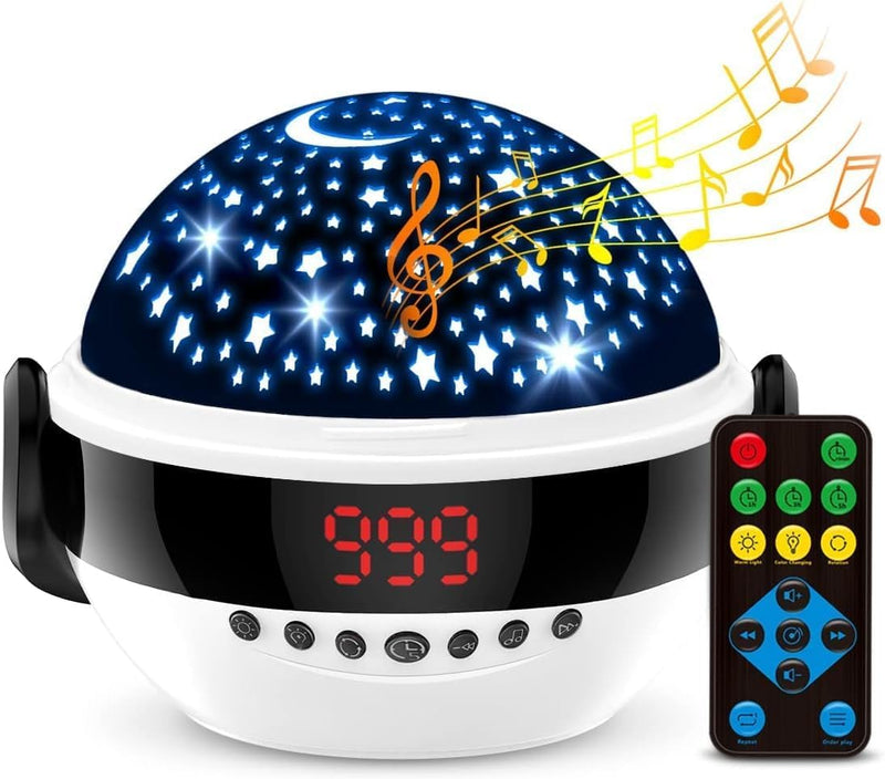 LIGHIGH Star Projector Night Light with Remote Control and Timer, White Noise Baby Projector Sound Music Machine for Toddler Girls Boys Gifts(Black)
