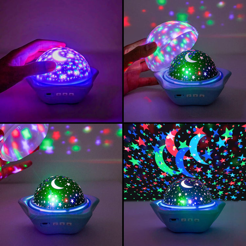One Fire Night Light Kids, 48 Lighting Modes Star Projector Lights for Bedroom,360°Rotating+3 Films Baby Night Light Projector,Rechargeable Sensory Lights for Room Decor,Star Projector Baby Boy Gifts