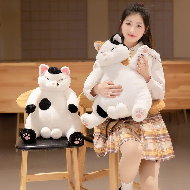 PEDEIECL Cat Stuffed Animal Pillows,Kawaii Cartoon Cute Lazy Cat Japanese Plush Toys, Stuffed Plush Toys, Gifts for Children and Girls (Brown, 35Cm)