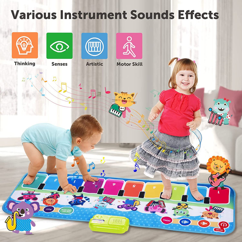 Joyjoz Piano Mat,Musical Mat with 8 Instruments Sound, Dance Mat for Child, Xmas Gift Toys for Baby Girls Boys Toddlers, 36X100Cm (JR211TGMIA01)