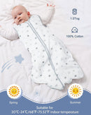 Lictin Baby Sleeping Bag 1.0 TOG, 100% Cotton Baby Wearable Blanket, Adjustable Length for Baby Infant Toddler 18-36 Months