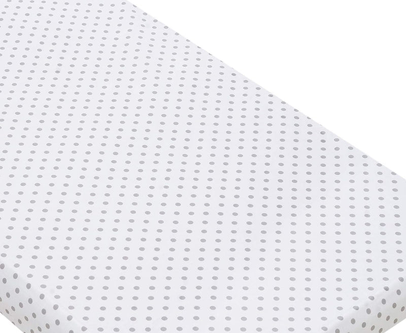 Peek-A-Boo Chicco Next2Me Crib Fitted Sheets, 3 Pcs Set 83X50Cm, 2X Sheets + 1X Waterproof Mattress Protector, 100% Oeko-Tex Cotton (White and Grey Polka Dots) Made in EU