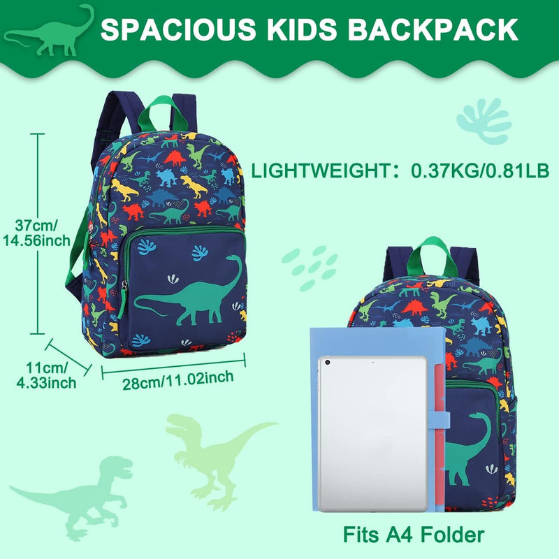 RAVUO Dinosaur Backpack, Cute Lightweight Small Backpack for Little Kids Boys Kindergarten Preschool Bookbag Toddler Backpack with Chest Strap