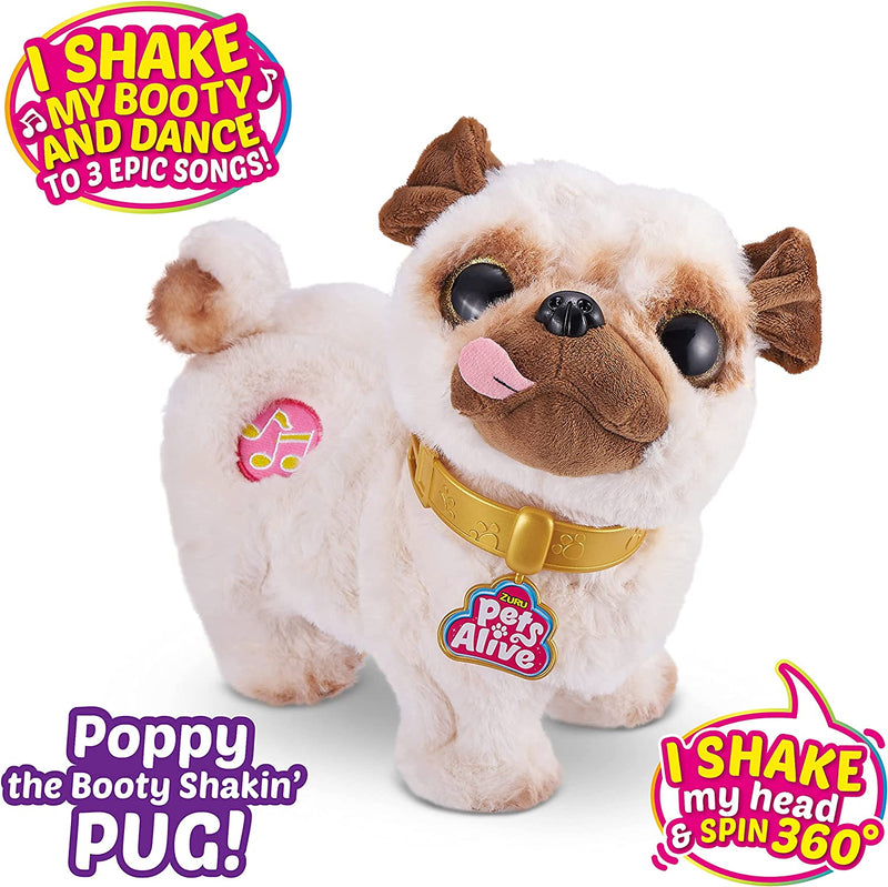 Pets Alive Poppy the Booty Shakin’ Pug – Interactive Dancing Plush Puppy by ZURU