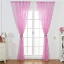 WINOMO Voile Window Curtain Romantic Glitter Tulle Window Treatments Drapes and Curtains for Kids Girls Bedroom Living Room - 100X200Cm (1PCS, Pink)