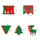 Merry Christmas Banner Garland Christmas Banners Flags Christmas Bunting Decorations Merry Christmas Tree Hollow Santa Claus Banner Hanging Fabric Flag for Indoor Outdoor Decoration 5 Pack