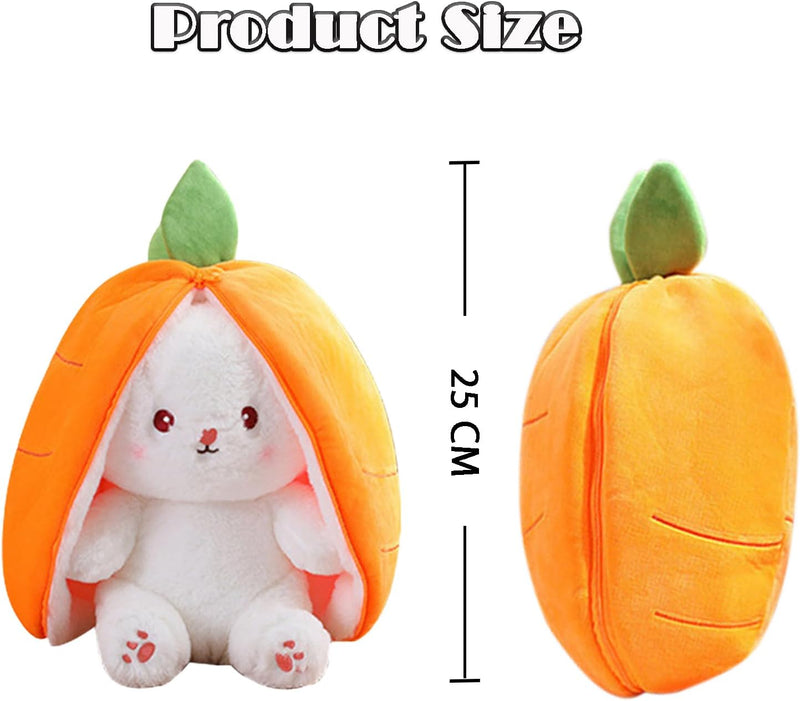 LYINUR Rabbit Muppet Toys, 2023 New Carrot Bunny Plush Toys, Reversible Cuddle Bunny Toy for Kids, Carrot Plush Cute Bunny Plushie Toy for Girls Boys Children'S Day Gifts (25Cm)