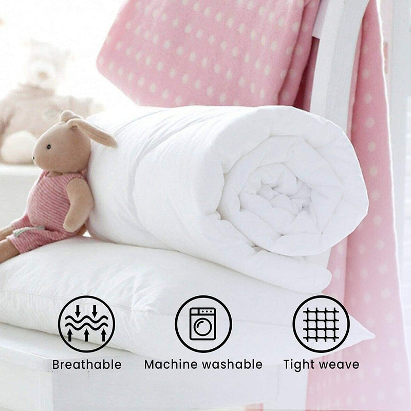 Air Comfort Baby Toddler Cot Bed White anti Allergy Duvet & Pillow Set - 4.5 Tog Ultra Breathable Cot Quilt & Pillow Bedding Set (120X150Cm)