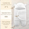 TURMIN Baby Hooded Swaddle, Super Soft Teddy Bear Pram Suit with Legs 2.0 Tog Sleeping Bag for Newborn Baby Essentials, White, S(0-1 Months)