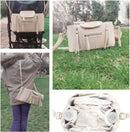 Motheric Beige Vegan Leather Baby Buggy Universal Pram Caddy Organiser - Stroller Pushchair Organizer with Cup Holder Accessories - Shoulder Bag