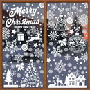 192 PCS Christmas Window Stickers, 9 Sheets Reusable Christmas Window Decorations for Glass, Xmas PVC Snowflake Window Stickers White for Xmas Window Decorations Double Sided