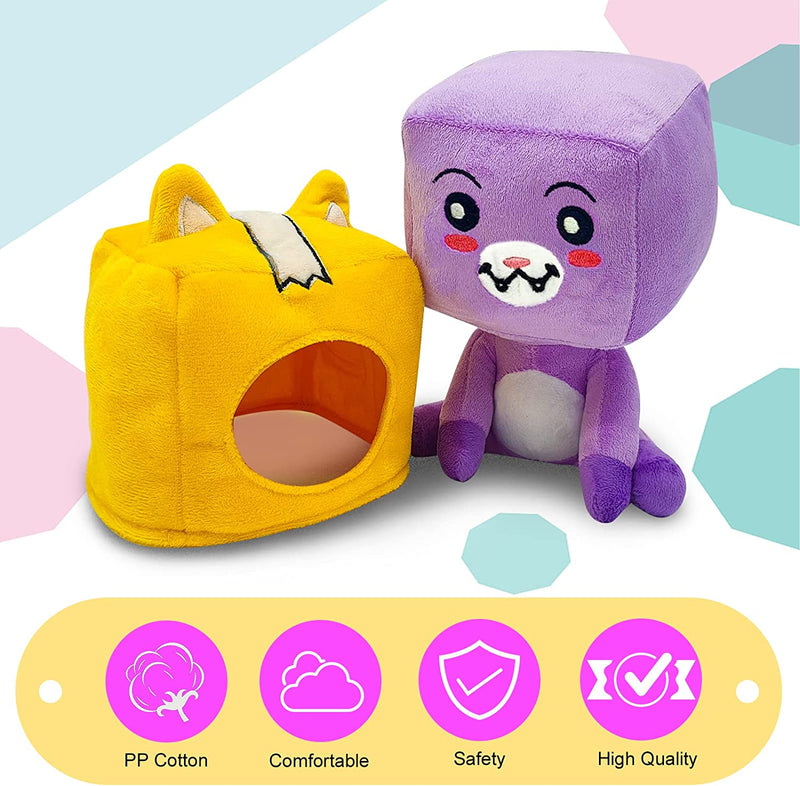 Ariel-Gxr Box Plush Toys,8.6 in Cute Boxy and Foxy Plush Doll with Removable Hood Soft Stuffed Plushies Gift for Boys,Girls,Kids,Cartoon Fans(Purple-Foxy)