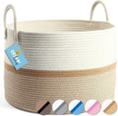 Organihaus Cotton Rope Basket | Baby Hamper | Large Laundry Basket for Storage | Toy Basket | Large Storage Basket | Woven Basket for Blanket | Basket for Shoes | White Rope Storage Basket 50X33Cm