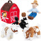 Prextex Plush Farm House with Soft and Cuddly 5 Inch/15 Cm Plush Horses, and a Farm Boy, with Carry along Handle, Plush Animal Farm Set, Great Gift for Kids
