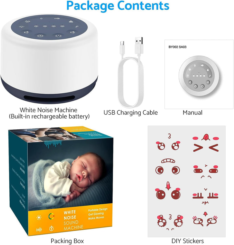 White Noise Machine,Esynic Rechargeable White Noise Machine Baby Portable White Noise Machine for Adults Sleep Sound Machine for Kids Easysleep with 30 Kinds Sounds for Night Sleep Meditation Etc
