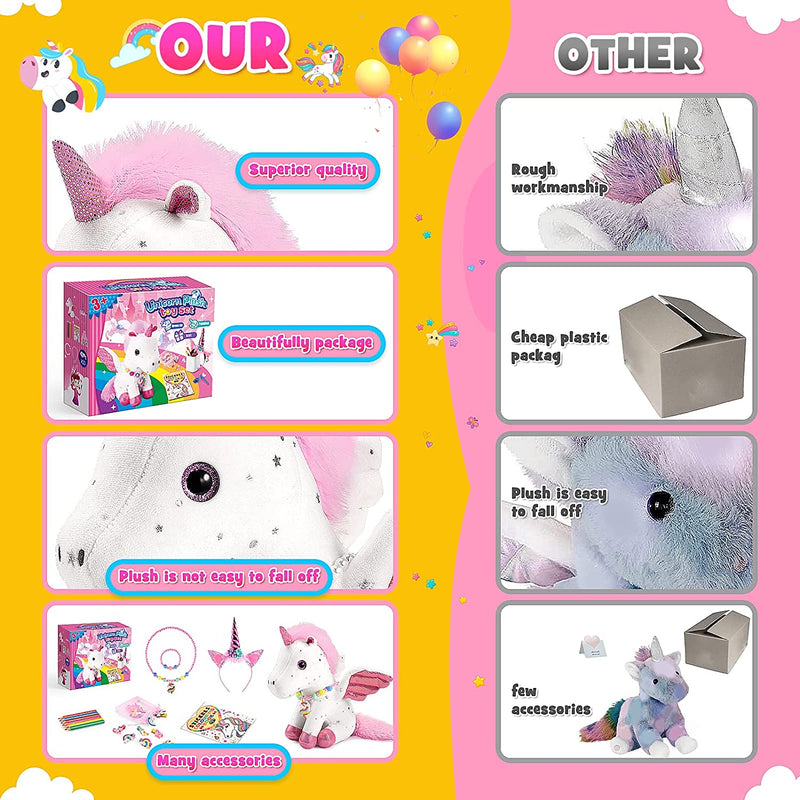 Qukir Unicorn Gifts for 3-10 Year Old Girls, Stuffed Animals Unicorn Toys for 3-10 Year Old Girls Gifts Unicorn Teddy Birthday Gifts for 3 4 5 6 7 8 Year Old Girls Toys Unicorn Soft Toys for Girls