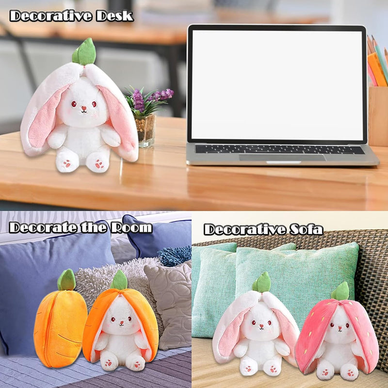 LYINUR Rabbit Muppet Toys, 2023 New Carrot Bunny Plush Toys, Reversible Cuddle Bunny Toy for Kids, Carrot Plush Cute Bunny Plushie Toy for Girls Boys Children'S Day Gifts (25Cm)